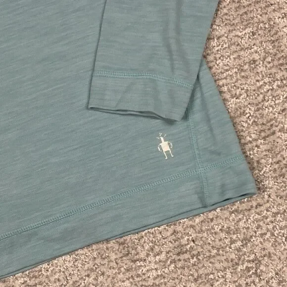 Smartwool 250 Merino Wool Shirt Womens Medium Base Layer 1/4 Zip Turquoise *hole - Picture 6 of 8